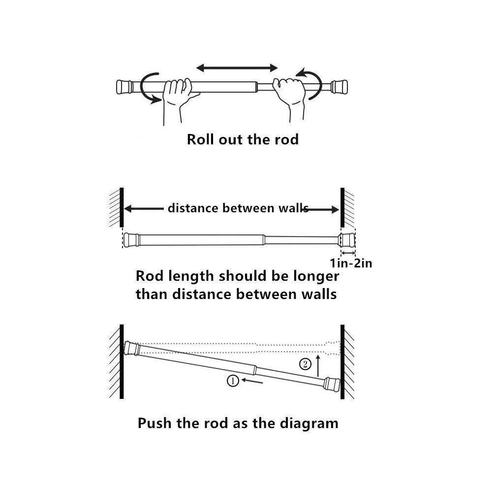 SmartHold™ drill-free expandable curtain rod with adjustable length and mounting brackets, suitable for versatile home decor.
